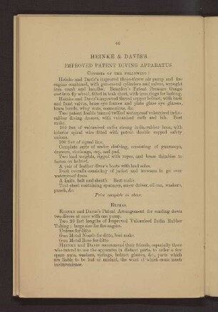 Heinke & Davis's improved patent diving apparatus