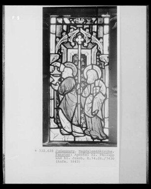 Südliches Chorfenster mit Szenen aus dem Marienleben und Aposteln — Die Apostel Jakobus der Ältere und Philippus