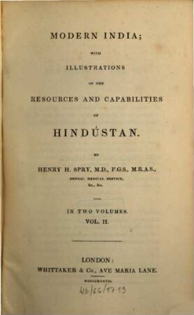 Modern India : with illustrations of the resources and capabilities of Hindustan In two Volumes. 2
