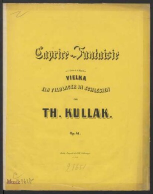 Caprice-Fantaisie pour le piano sur des thêmes favorits de l'Opéra Le Camp De Silésie ou Vielka de Meyerbeer : Op. 41