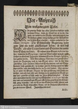 Vor-Ansprach An Den wolgeneigten Leser