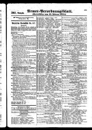 361.Ausgabe. Donnerstag, 11. Februar 1915