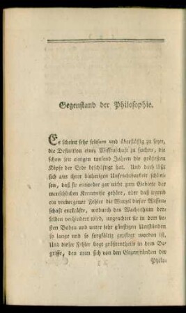Gegenstand der Philosophie