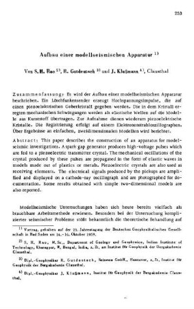 Aufbau einer modellseismischen Apparatur