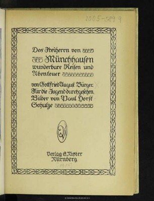 Des Freiherrn von Münchhausen wunderbare Reisen und Abenteuer
