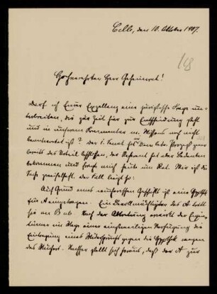 118: Brief von Otto Strecker an Gottlieb Planck, Celle, 10.10.1907