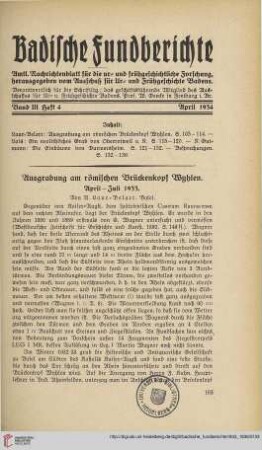 3: Ausgrabungen am römischen Brückenkopf Wyhlen : April-Juli 1933