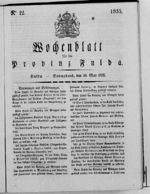 Nr. 22, Ausgabe vom 30. Mai 1835