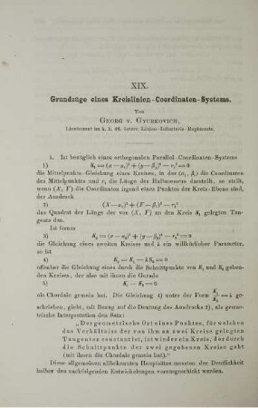 XIX. Grundzüge eines Kreislinien -Coordinaten- Systems.