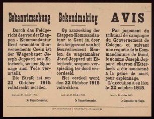 "Bekanntmachung" über die Verurteilung eines belgischen Spions