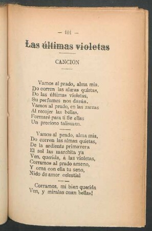 Las últimas violetas : Canción