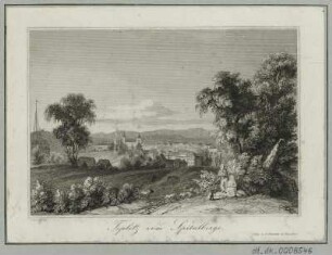 Ansicht von Teplitz, Radierung. 1840 : Teplitz vom Spitalberge - Dresden : Otto u. Lehmann, [ca. 1840]. - 1 Kunstblatt : Radierung ; 10,6 x 7,3 cm