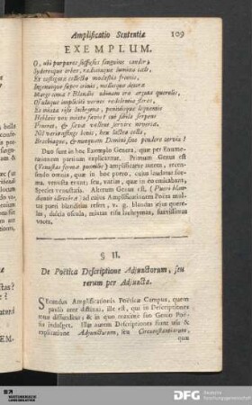 § II. De Poëtica Descriptione Adjunctorum, seu rerum per Adjuncta.