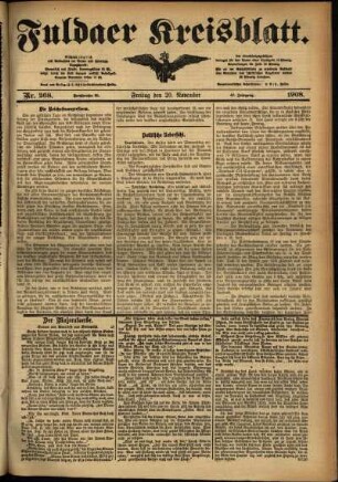 Ausgabe vom Freitag, den 20. November 1908.