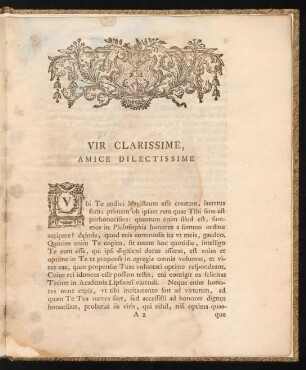 Vir Clarissime, Amice Dilectissime