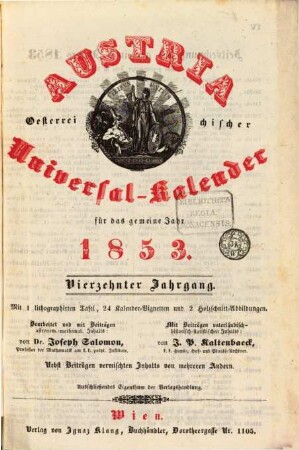 Austria : österreichischer Universal-Kalender, 1853