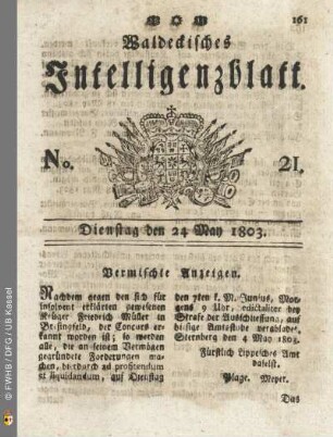 No. 21. Dienstag den 24 May 1803
