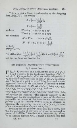 On certain algebraical identities.