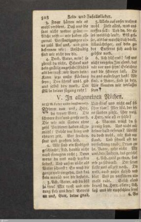 V. In allgemeinen Nöthen.