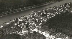 Bad Schandau. Stadtansicht. Luftbild-Schrägaufnahme von Nordosten