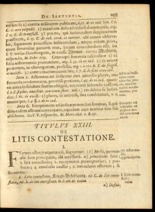Titulus XXIII. De Litis Contestatione