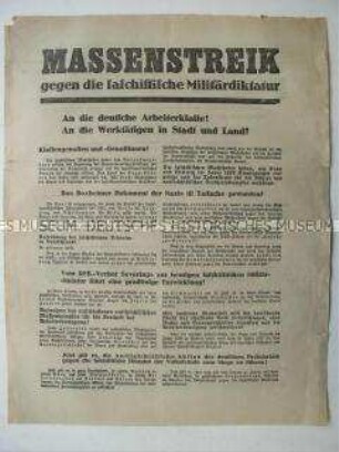 Flugblatt der KPD zur Reichstagswahl am 31.7.1932 zum Kampf gegen den zunehmenden Nationalsozialismus in Deutschland