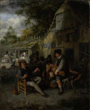 Bauernwirtschaft mit Drehleierspieler