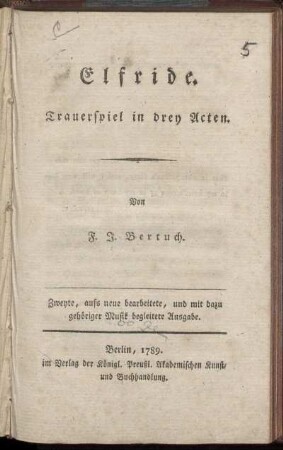 Elfride : Trauerspiel in drey Acten