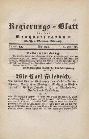 Nr. 13 : 10. Mai 1848