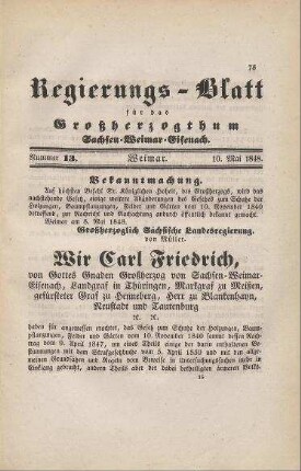 Nr. 13 : 10. Mai 1848