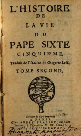 L' Histoire De La Vie Du Pape Sixte Cinquiéme. 2