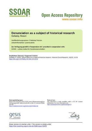 Denunciation as a subject of historical research