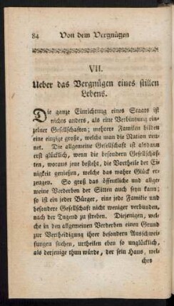 VII. Ueber das Vergnügen eines stillen Lebens.