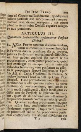 291-310, Articulus III. Quibusnam proprietatibus constituantur Personae Divinae?