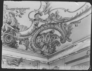 Potsdam, Neues Palais, Wohnung Friedrich II., Bibliothek, R.:208, Südwestecke der Decke.