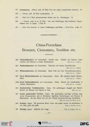 China-Porzellane, Bronzen, Cloisonnes, Textilien (Nr. 462-581)