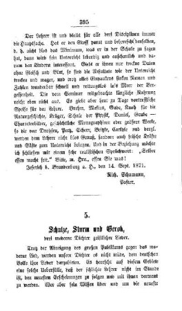 Schulze, Sturm und Gerok, drei moderne Dichter geistlicher Lieder