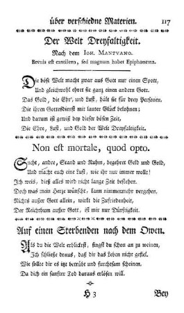 Der Welt Dreyfaltigkeit