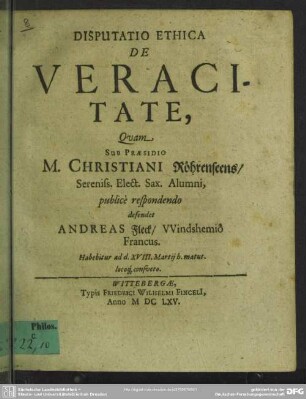 Disputatio ethica de veracitate