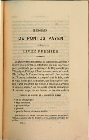 Mémoires de Pontus Payen. 1