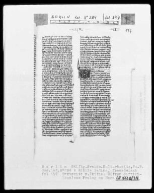 Biblia latina — Initiale U (trum difficilius), Folio 197 recto