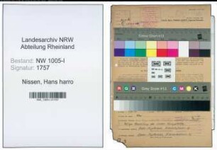 Entnazifizierung Hans harro Nissen , geb. 27.07.1893 (Konstrukteur)
