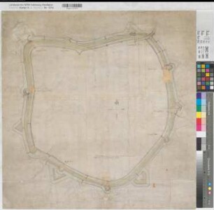 Münster (Münster) Stadtbefestigung 2.H. 17.Jh. 1000 brabant. Fuß = 12,2 cm 70 x 68 kol. Zeichnung KSM Nr. 753a