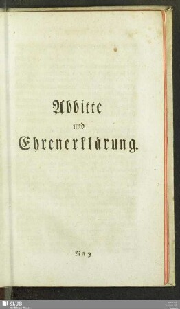 Abbitte und Ehrenerklärung