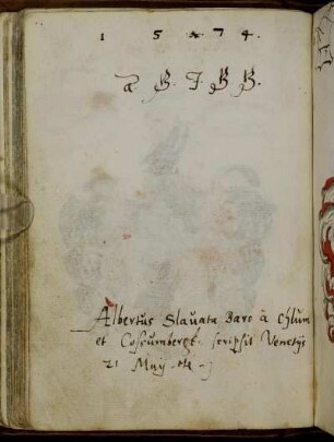 Albertus Slavata Baro à Chlum et Cossumbergk, Venedig 1574