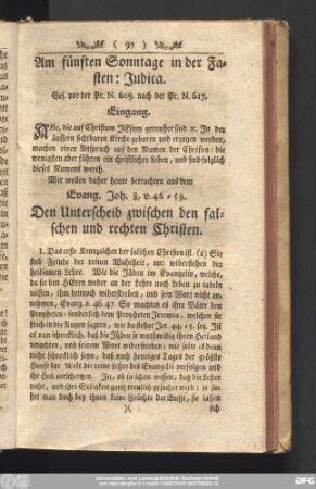 Am fünften Sonntage in der Fasten: Judica.