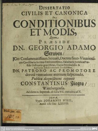 Dissertatio de conditionibus et modis