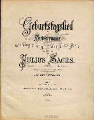Geburtstagslied : für eine Singstimme mit Begleitung des Pianoforte ; op. 55
