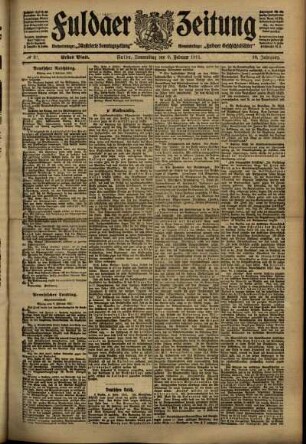 Erste Ausgabe vom Donnerstag, den 09. Februar 1911.