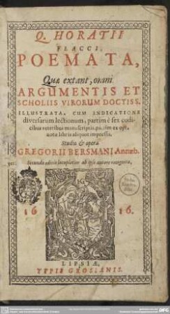 Q. Horatii Flacci, Poemata, quae extant, omnia